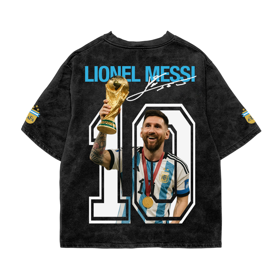 Messi Aura Acid Wash Oversized Tee